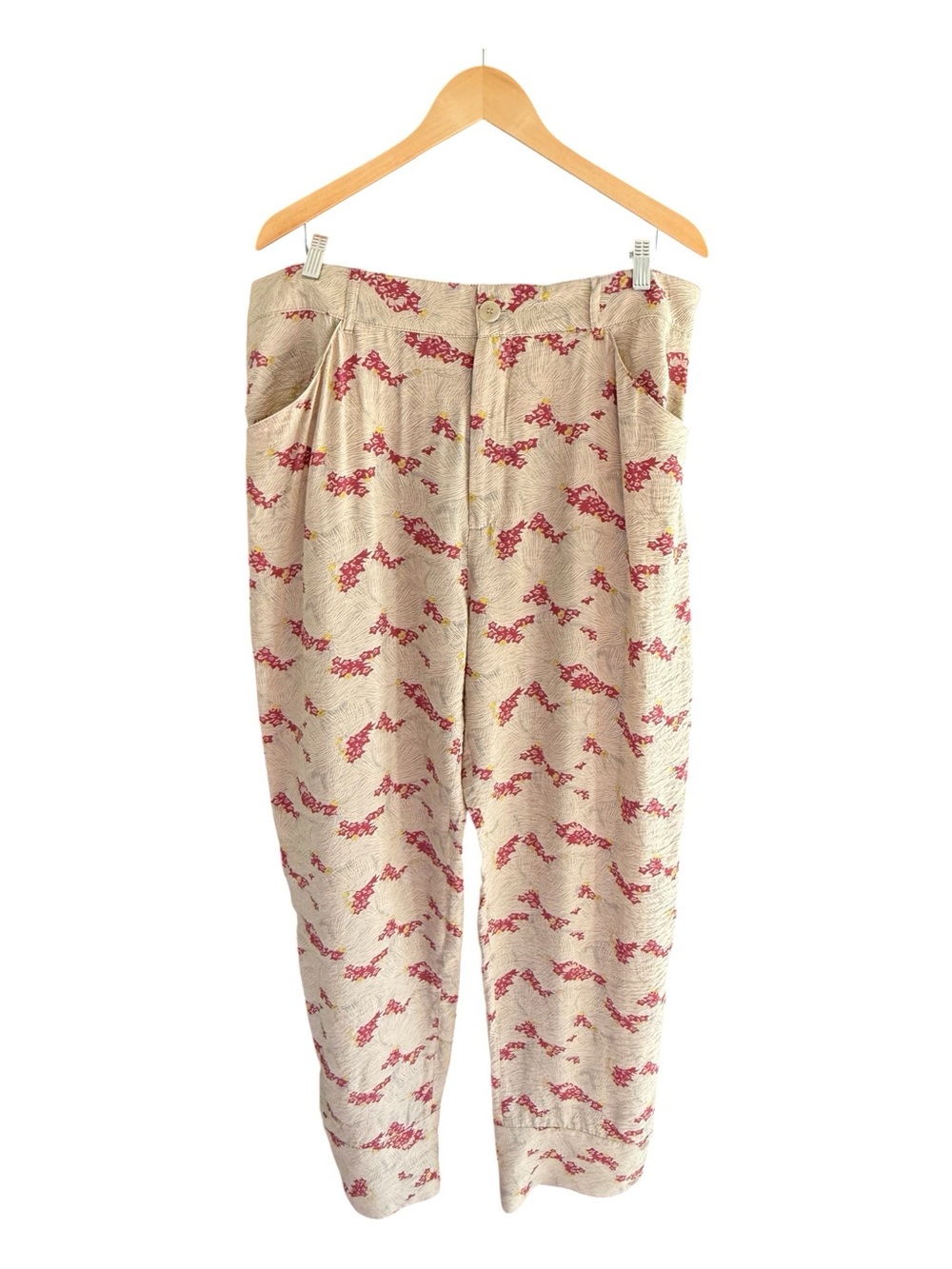 ZARA NWT Beige Floral Print High-Rise Women’s Pants